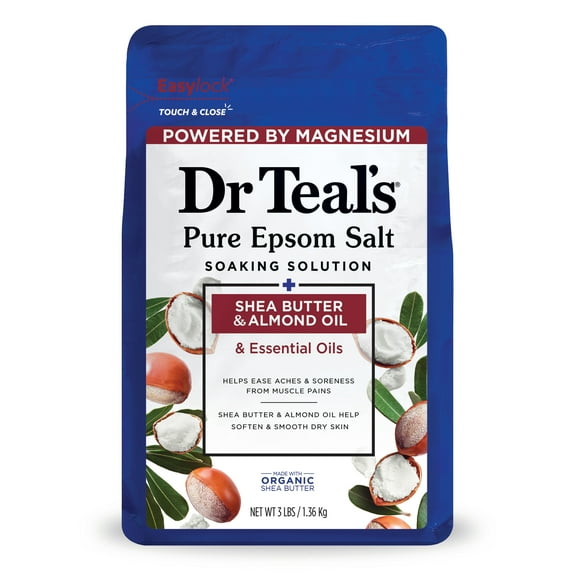 Dr Teal's Epsom Salt Magnesium Soak, with Shea Butter & Almond Oil, 3 lbs