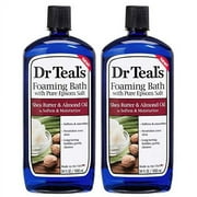 Dr Teals Epsom Salt Moisturizing Shea Butter and Almond Oil Foaming Bath - Protect and Nourish Skin - Pack of 2, 34 Oz ea - Relieve Stress and Sore Muscles, Long Lasting Bubbles