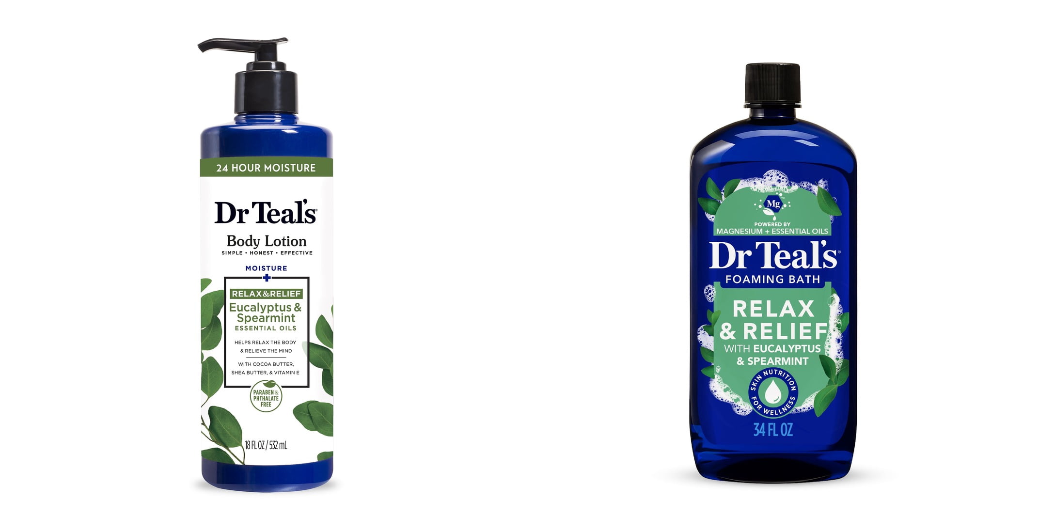Dr Teal's Eucalyptus & Spearmint Body Lotion & Dr Teal's Relax & Relief Foaming Bath with Pure Epsom Salt, Eucalyptus & Spearmint Essential Oils Bundle