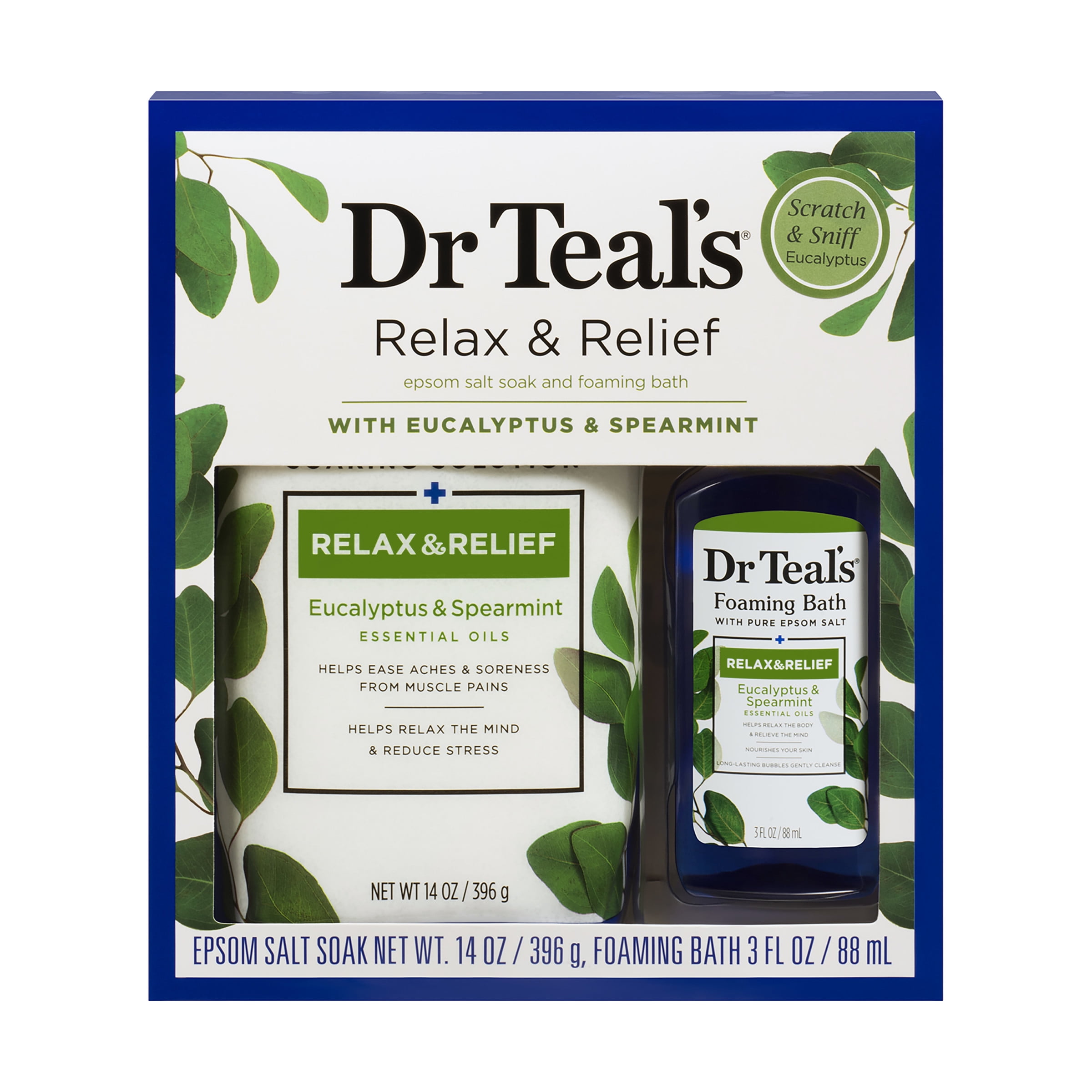 Dr Teal's Eucalyptus & Spearmint Epsom Salt and Foaming Bath Set, 2 Piece