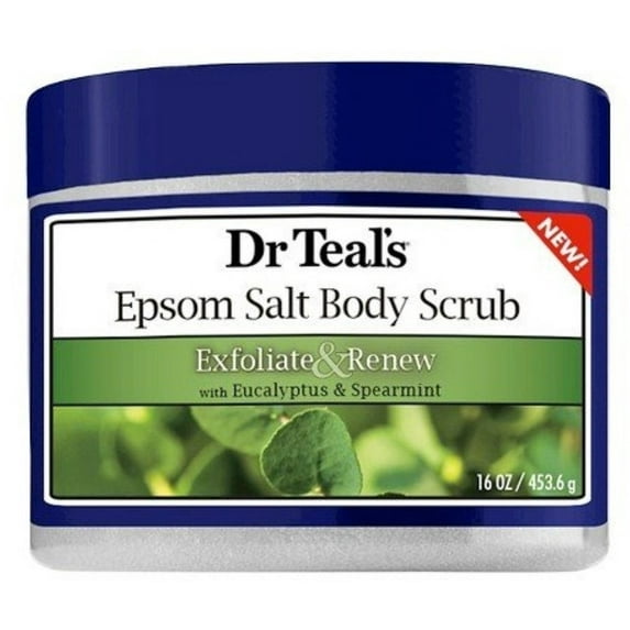 Dr Teal's Exfoliate & Renew Eucalyptus & Spearmint Epsom Salt Body Scrub, 16 oz (Pack of 6)