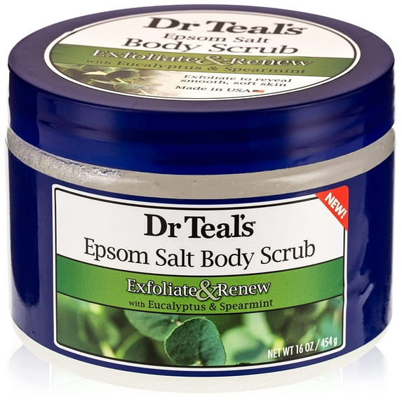 Dr Teal's Exfoliate & Renew with Eucalyptus Spearmint Epsom Salt Body Scrub, 16 oz, 6 Pack