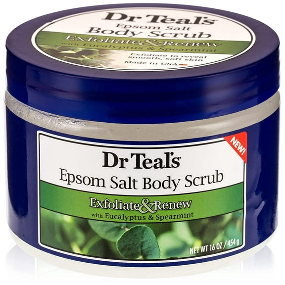 Dr Teal's Exfoliate & Renew with Eucalyptus Spearmint Epsom Salt Body Scrub, 16 oz, 6 Pack