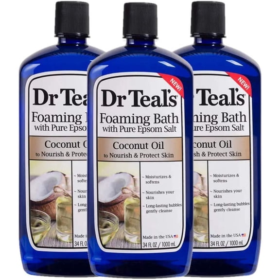 Dr Teal's Foaming Bath 3-Pack (102 Fl Oz Total) Coconut Oil