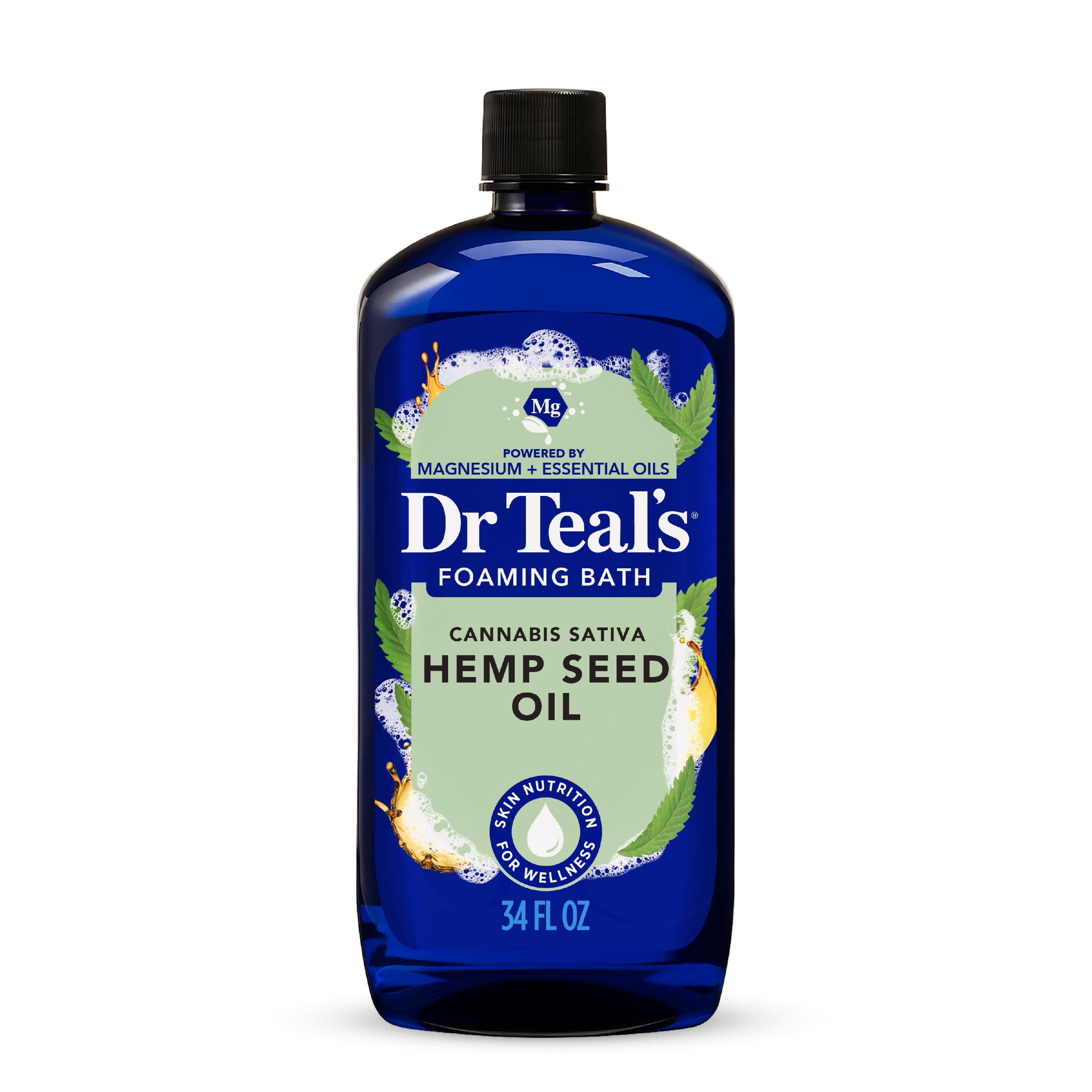 Dr Teal's Foaming Bath, Cannabis Sativa Hemp Seed Oil with Essential Oil Blend, 34 fl oz.