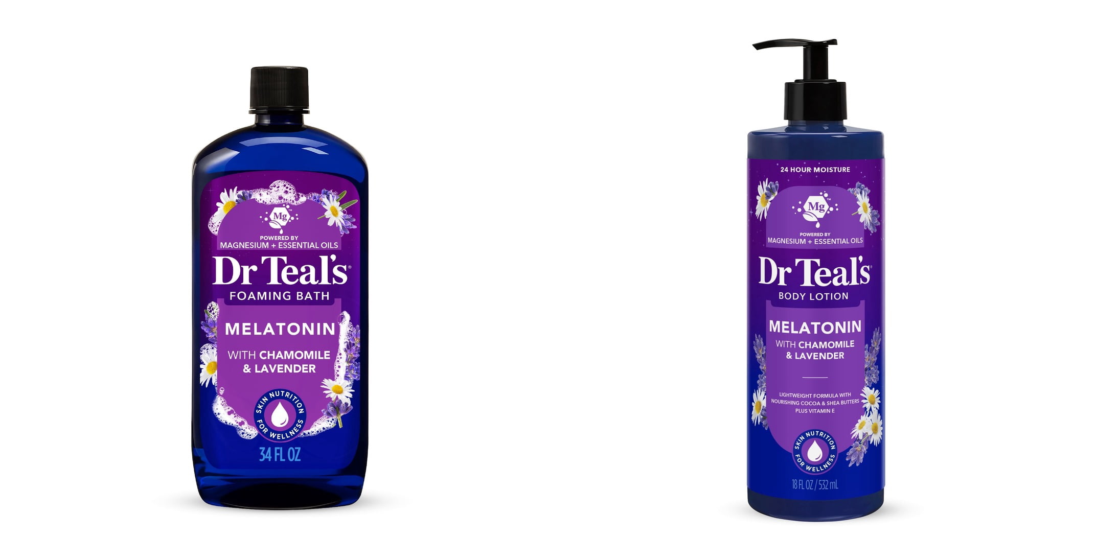 Dr Teal's Foaming Bath, Sleep Bath with Melatonin, Lavender & Chamomile Essential Oils & Dr Teal's Sleep Body Lotion with Melatonin, Lavender and Chamomile, 24 Hour Moisture Bundle
