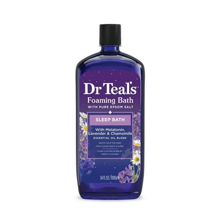 Dr Teal's Foaming Bath, Sleep Bath with Melatonin, Lavender & Chamomile Essential Oils, 34 fl oz