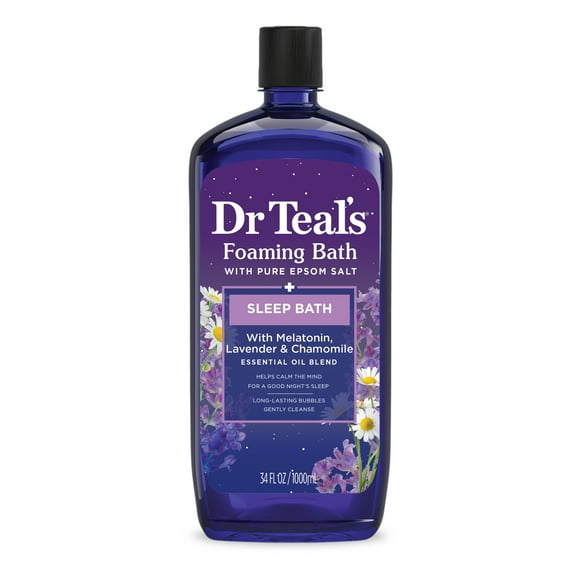 Dr Teal's Foaming Bath, Sleep Bath with Melatonin, Lavender & Chamomile Essential Oils, 34 fl oz.
