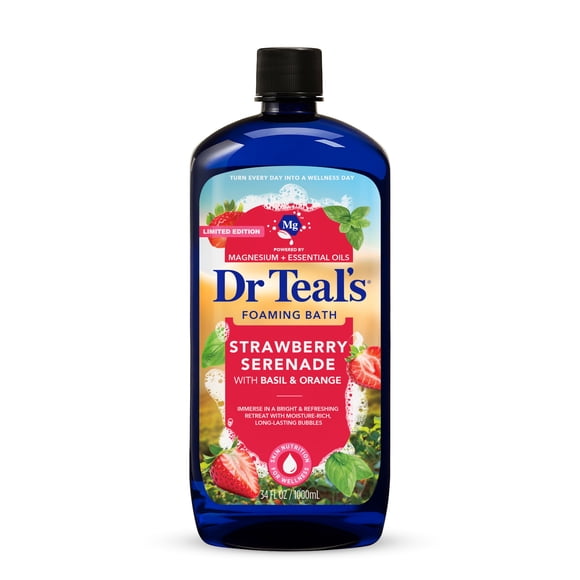 Dr Teal's Strawberry Serenade Foaming Bath with Basil & Orange Essential Oils, 34 fl oz