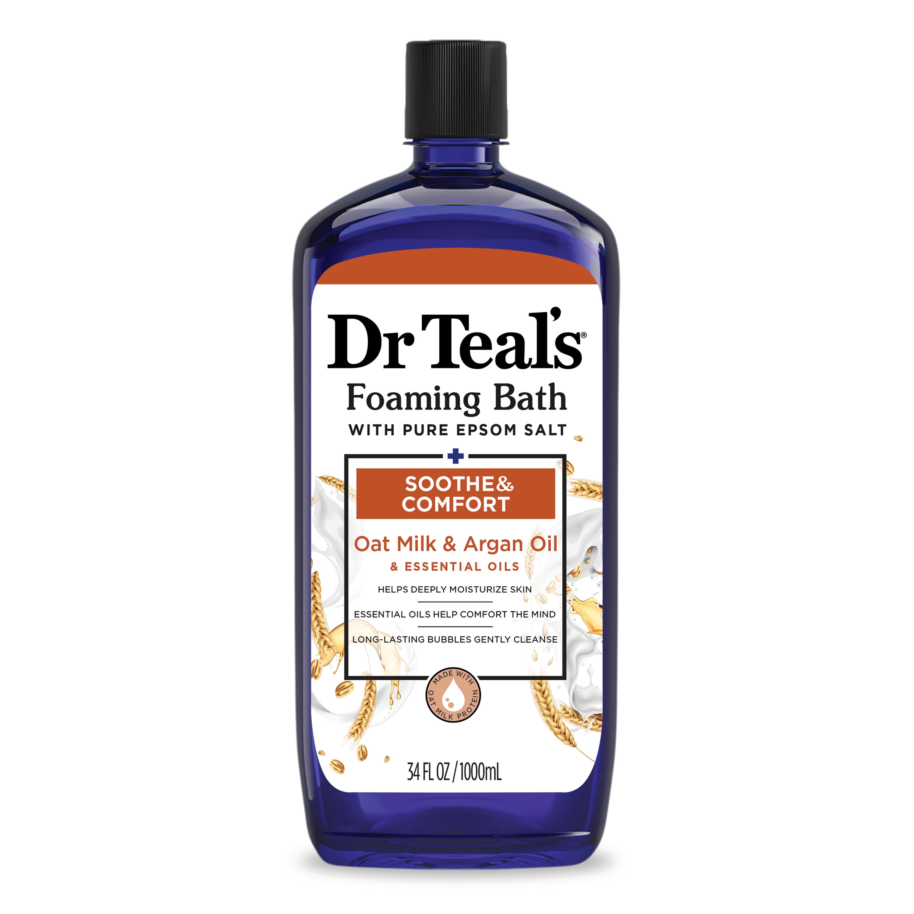 Dr Teal's Foaming Bath with Pure Epsom Salt, Soothe & Comfort with Oat