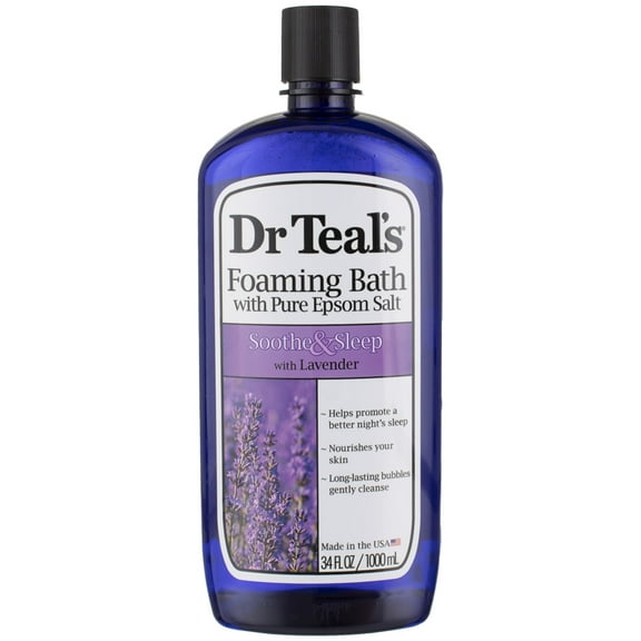 Dr Teal's Foaming Bath with Pure Epsom Salt, Soothe & Sleep with Lavender, 34 fl oz (Pack of 4)