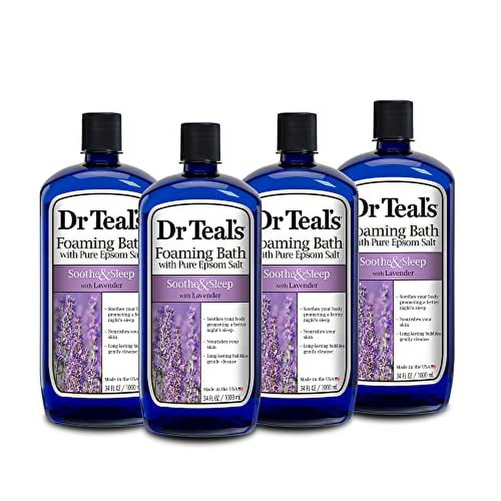 Dr Teal's Foaming Bath with Pure Epsom Salt, Soothe & Sleep with Lavender, 34 fl oz (Pack of 4)