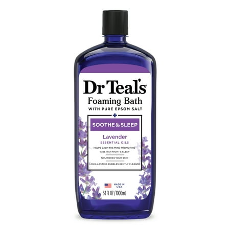 Dr Teal's Foaming Bath with Pure Epsom Salt, Soothe & Sleep with Lavender, 34 fl oz
