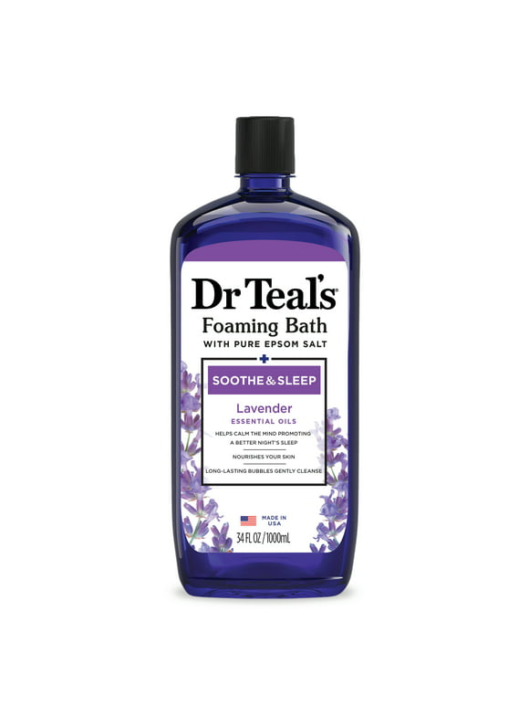 Dr Teal's Foaming Bath with Pure Epsom Salt, Soothe & Sleep with Lavender, 34 fl oz