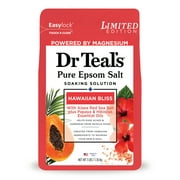 Dr Teal's Hawaiian Bliss Epsom Salt Magnesium Soak, Red Sea Salt, Papaya & Hibiscus, 3 lbs