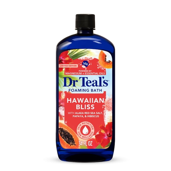 Dr Teal's Hawaiian Bliss Foaming Bath, Red Sea Salt, Papaya & Hibiscus, 34 fl oz