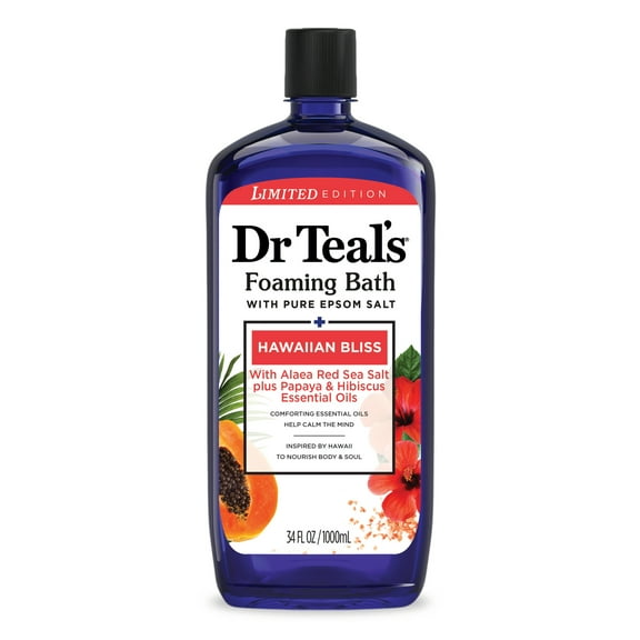 Dr Teal's Hawaiian Bliss Foaming Bath, Red Sea Salt, Papaya & Hibiscus, 34 fl oz