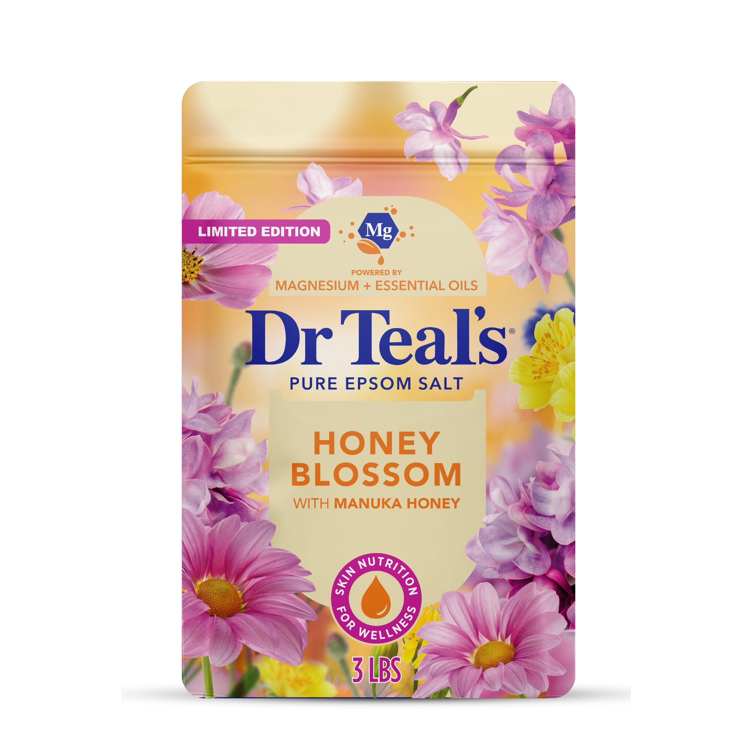 Dr Teal's Pure Epsom Salt, Honey Blossom with Manuka Honey & Essential Oils, 3 lbs