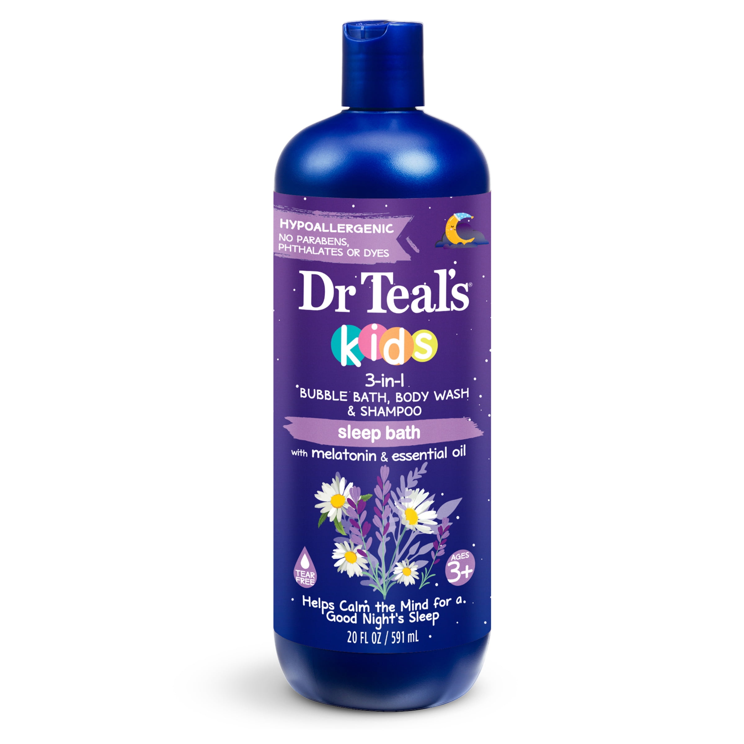 Dr Teal's Kids 3-in-1 Bubble Bath, Body Wash & Shampoo, Sleep Bath with  Melatonin, 20 fl oz 