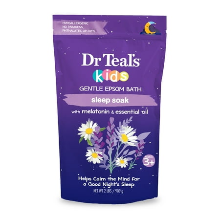 Dr Teal's Kids Gentle Epsom Salt, Sleep Soak with Melatonin & Essential Oil Blend, 2 lbs