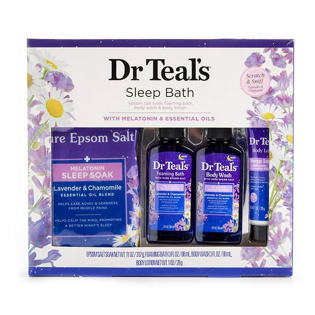 Dr. Teal's Melatonin Sleep Bath 4Piece Gift Set with Essential Oils