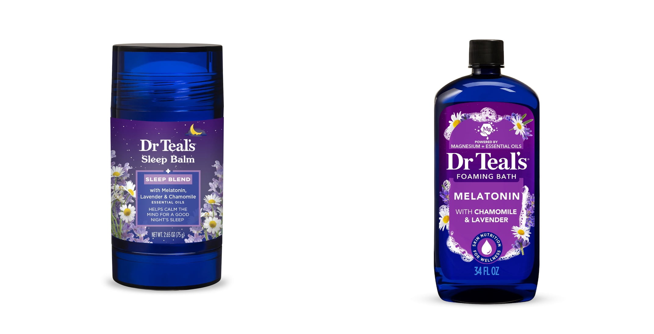 Dr Teal's Melatonin Sleep Body Balm with Lavender & Chamomile Oils & Dr Teal's Foaming Bath, Sleep Bath with Melatonin, Lavender & Chamomile Essential Oils Bundle