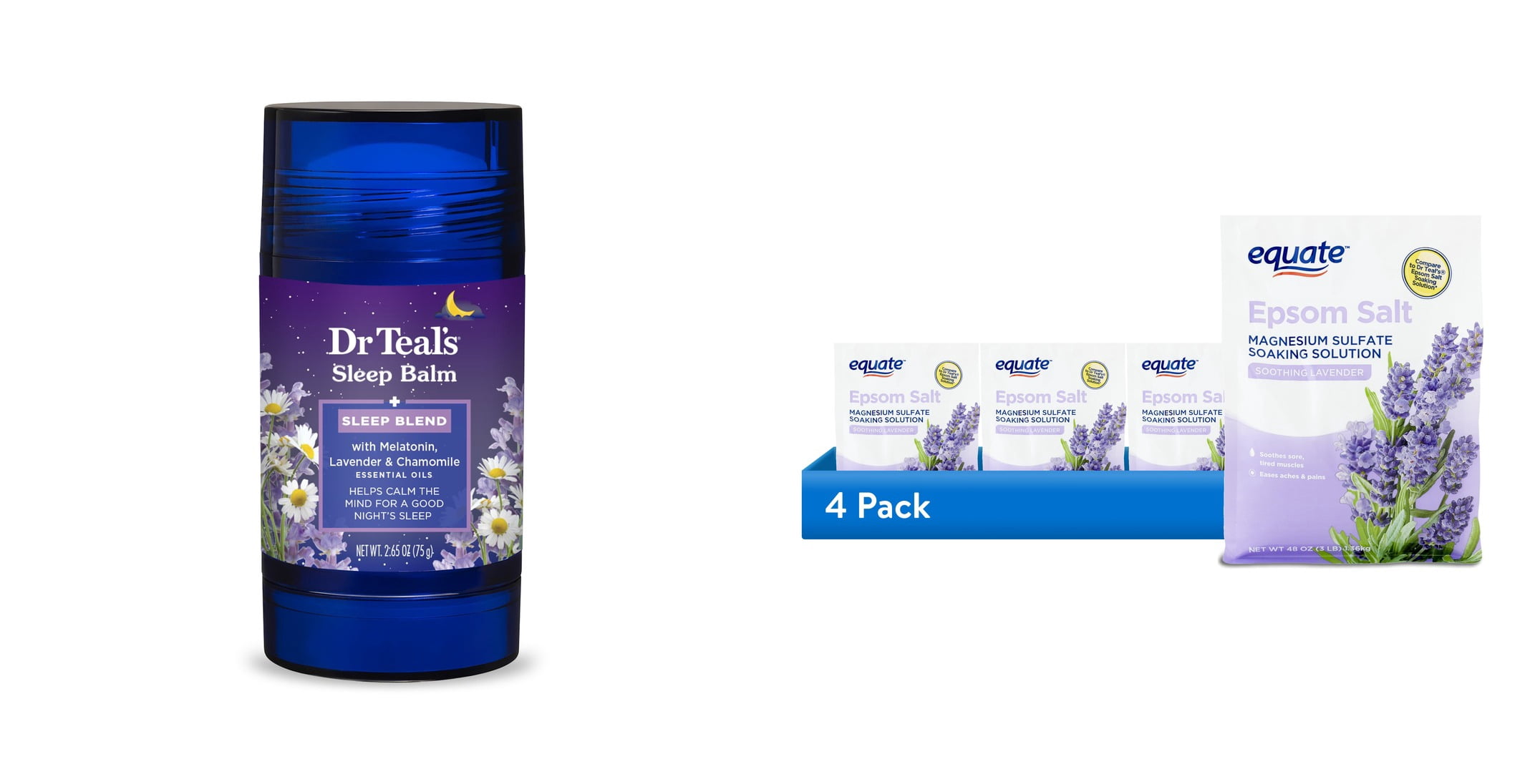 Dr Teal's Melatonin Sleep Body Balm with Lavender & Chamomile Oils & ( Bundle