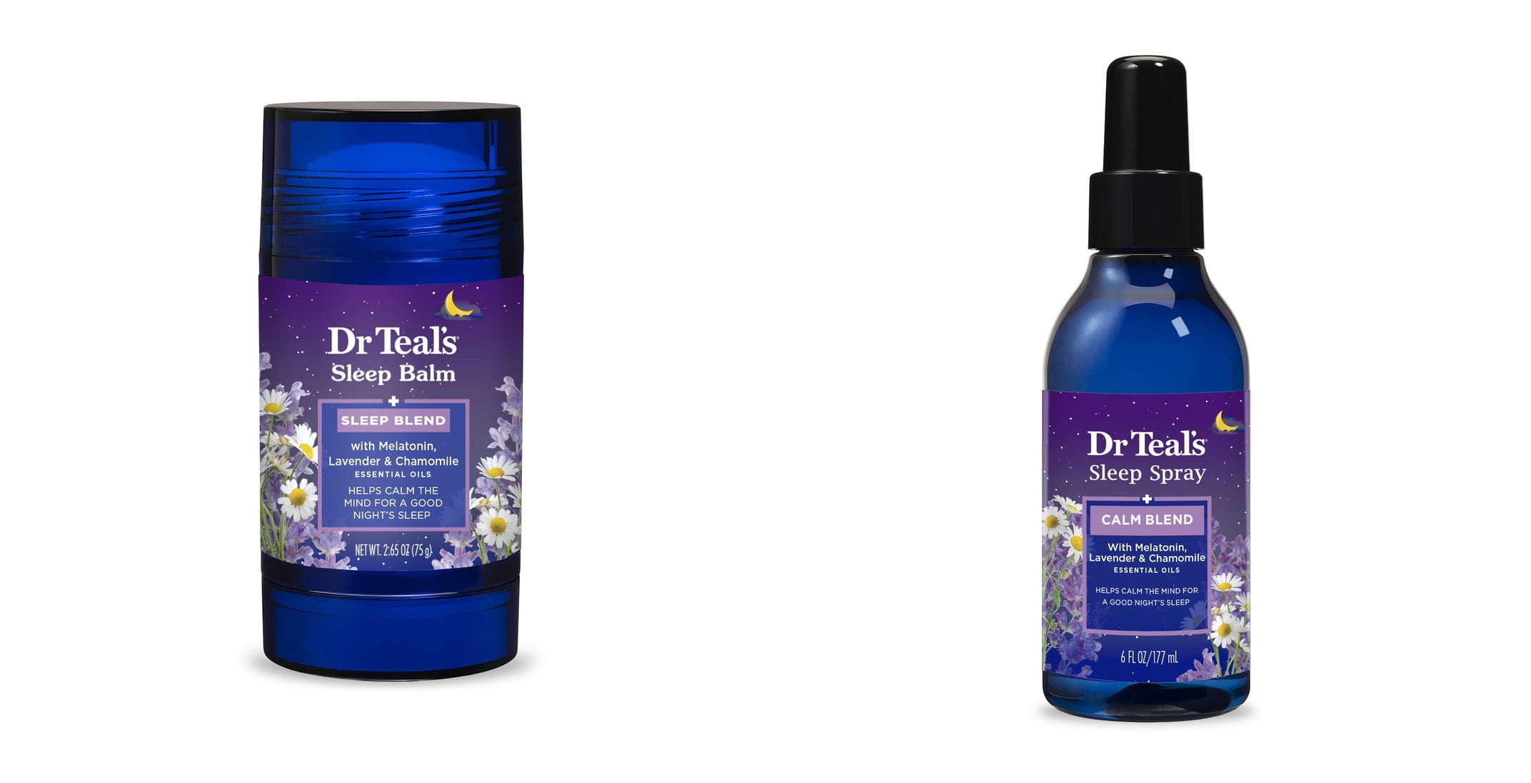 Dr Teal's Melatonin Sleep Body Balm with Lavender & Chamomile Oils & Dr Teal's Sleep Spray with Melatonin, Lavender & Chamomile Essential Oils Bundle