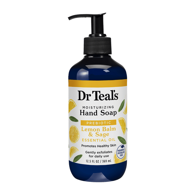 Dr Teal's Moisturizing Hand Soap, Prebiotic with Lemon Balm & Sage Essential Oil, 12.5 fl oz