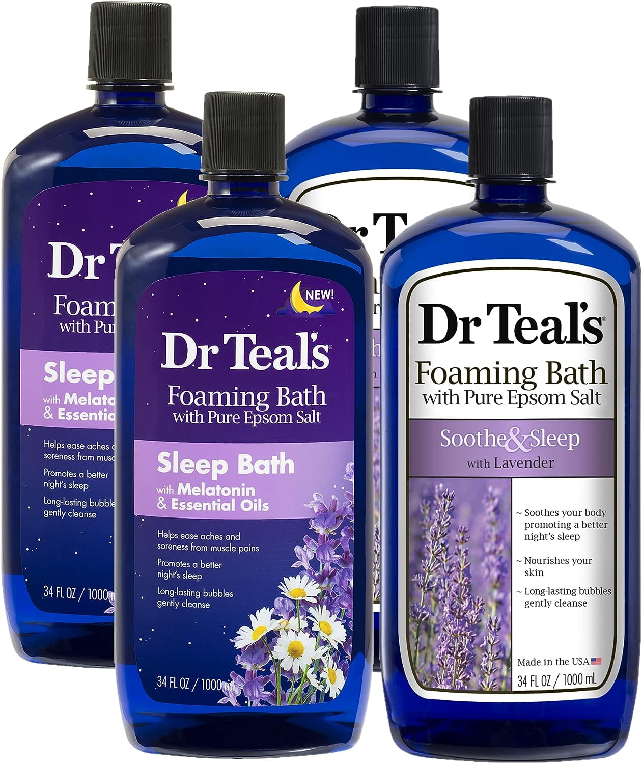 Dr Teal's Nighttime Foam Bath Variety Gift Set (4 Pack, 34oz Ea