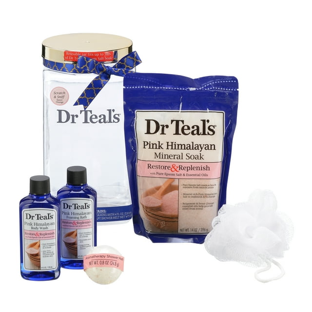 Dr Teal's Pink Himalayan Mineral Soak Bath Set, 6 Pieces