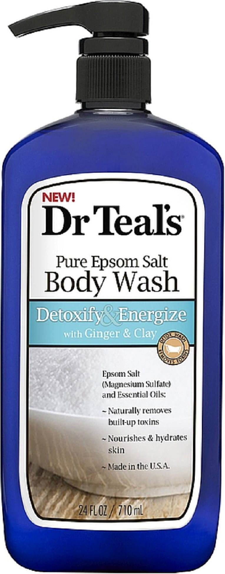 Dr Teal's Pure Epsom Salt Body Wash, Detoxify & Energize 24 oz (Pack of 2)