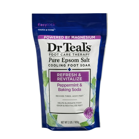 Dr Teal's Pure Epsom Salt Cooling Foot Soak with Peppermint & Baking Soda, 2 lbs