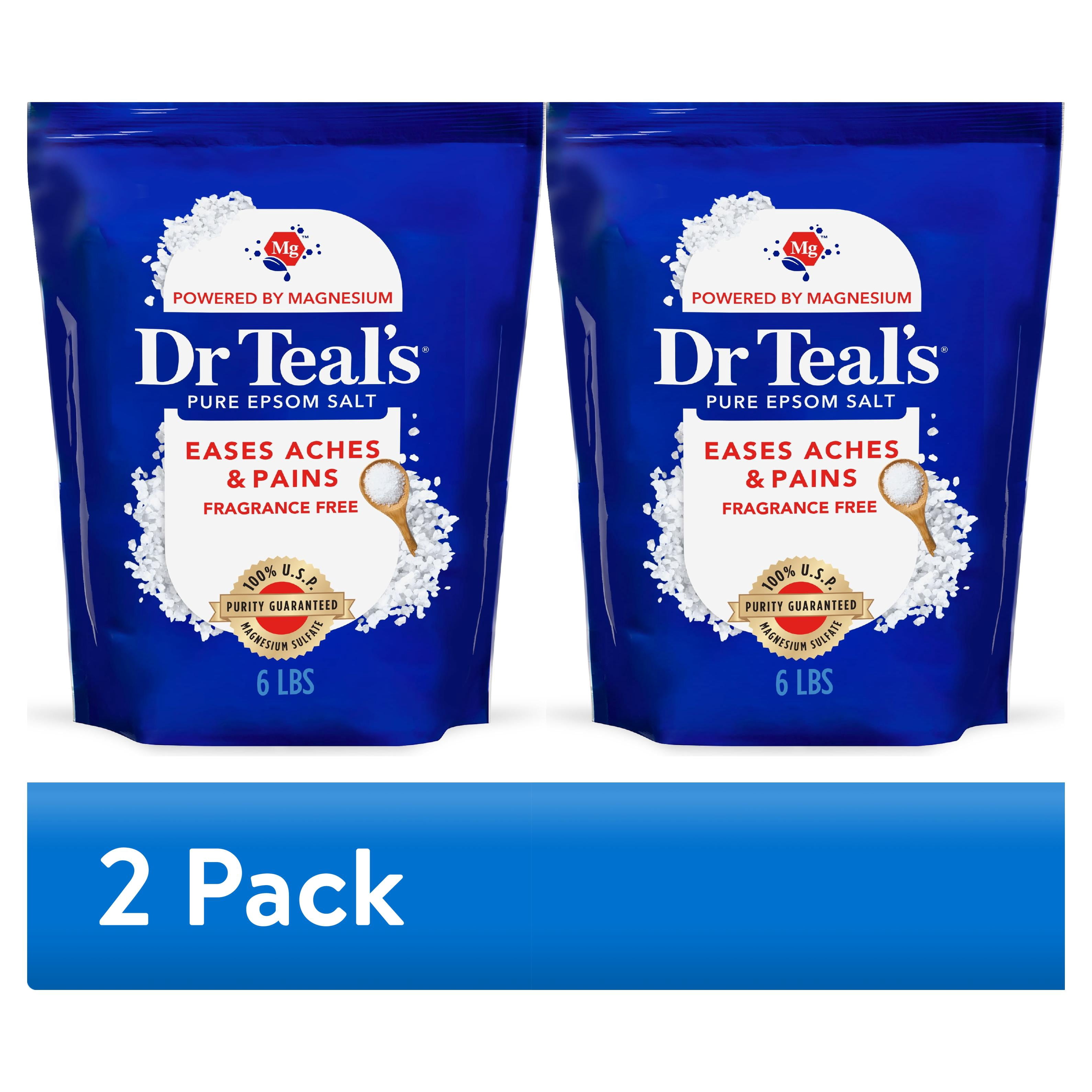 (2 pack) Dr Teal's Pure Epsom Salt Soak, Therapeutic, Fragrance Free, 6 lbs