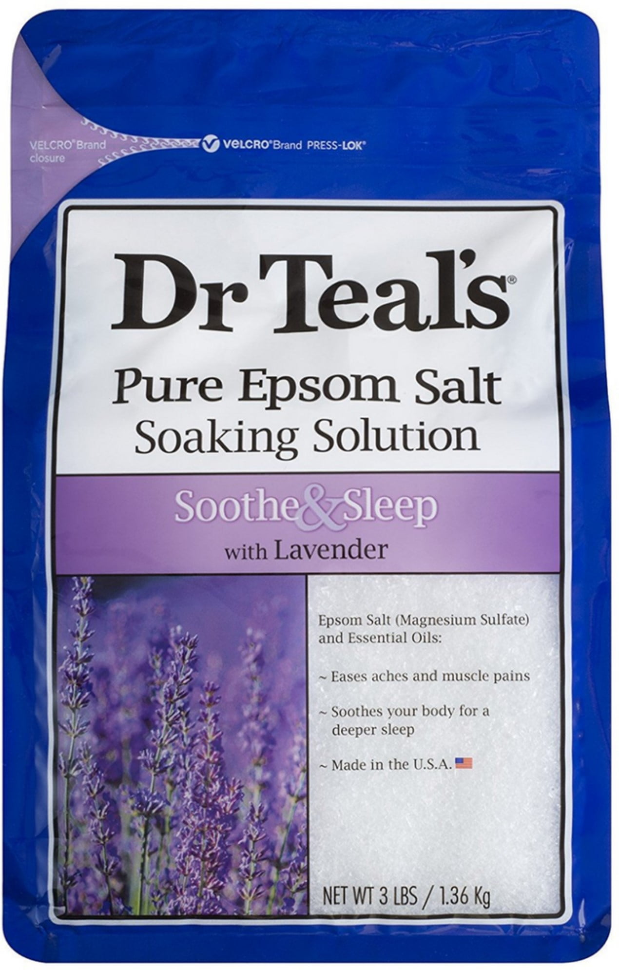 Dr Teal's Pure Epsom Salt Soaking Solution, Soothe & Sleep with Lavender 48 oz (Pack of 4)