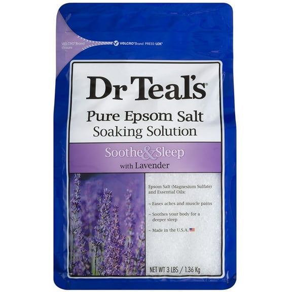Dr Teal's Pure Epsom Salt Soaking Solution, Soothe & Sleep with Lavender 48 oz (Pack of 4)