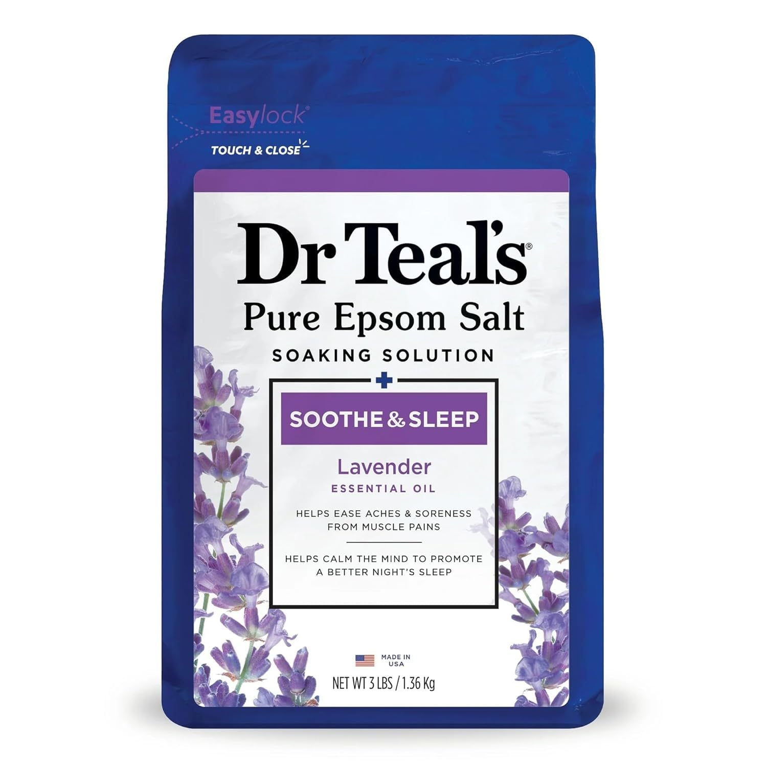 Dr Teal's Pure Epsom Salt Soothe & Sleep Lavender Soaking Solution (3 lbs, 3 pk)