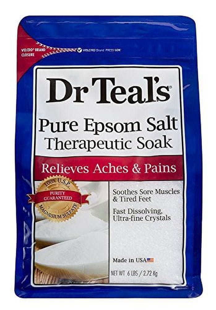Dr Teal's Pure Epsom Salt Therapeutic Soaking Solution, Unscented 96 oz (Pack of 2)