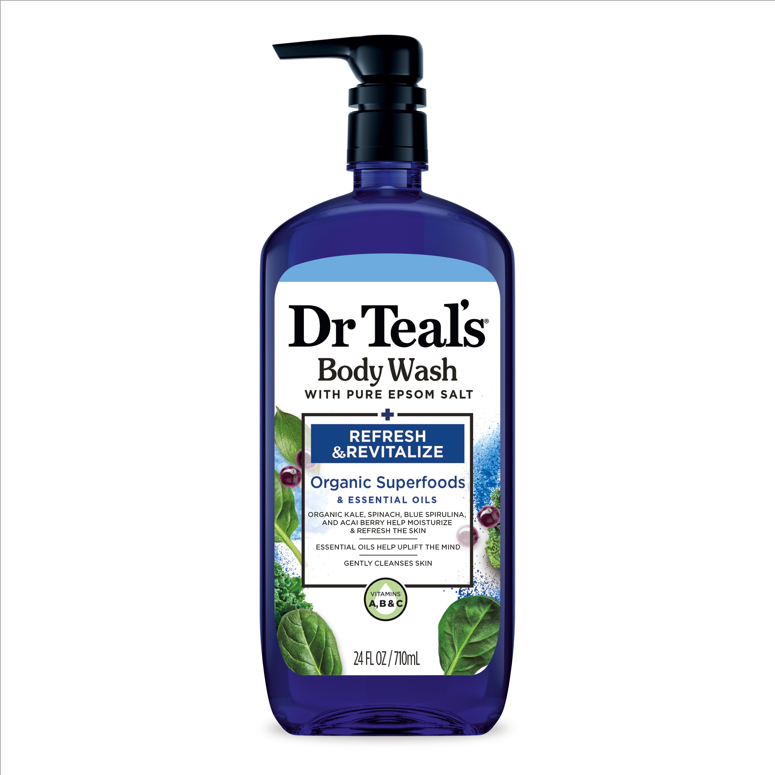 Dr Teal's Refresh & Revitalize Body Wash with Epsom Salt and Superfoods, 24 fl oz