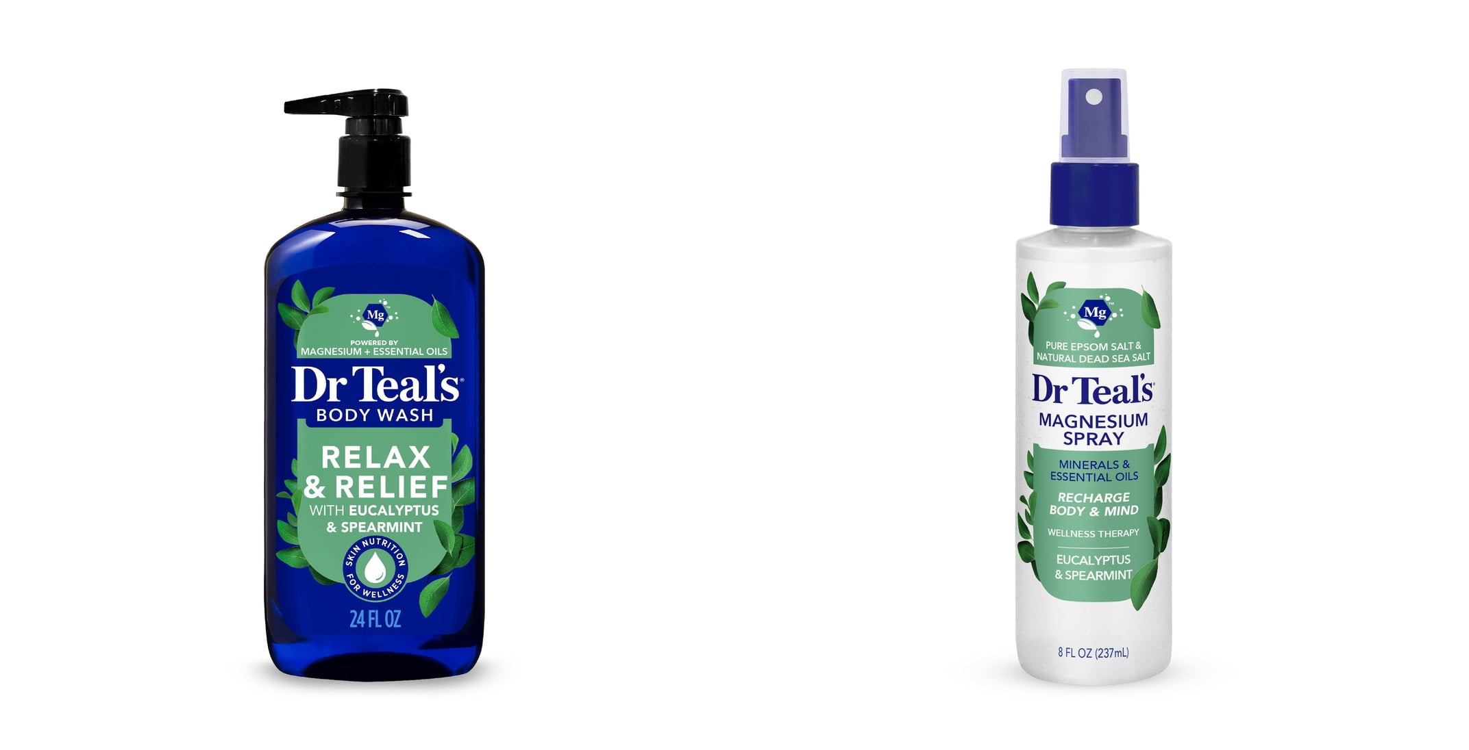Dr Teal's Relax & Relief Body Wash with Pure Epsom Salt, Eucalyptus & Spearmint Essential Oils & Dr Teal's Relax & Relief Magnesium Spray with Eucalyptus & Spearmint Essential Oils Bundle