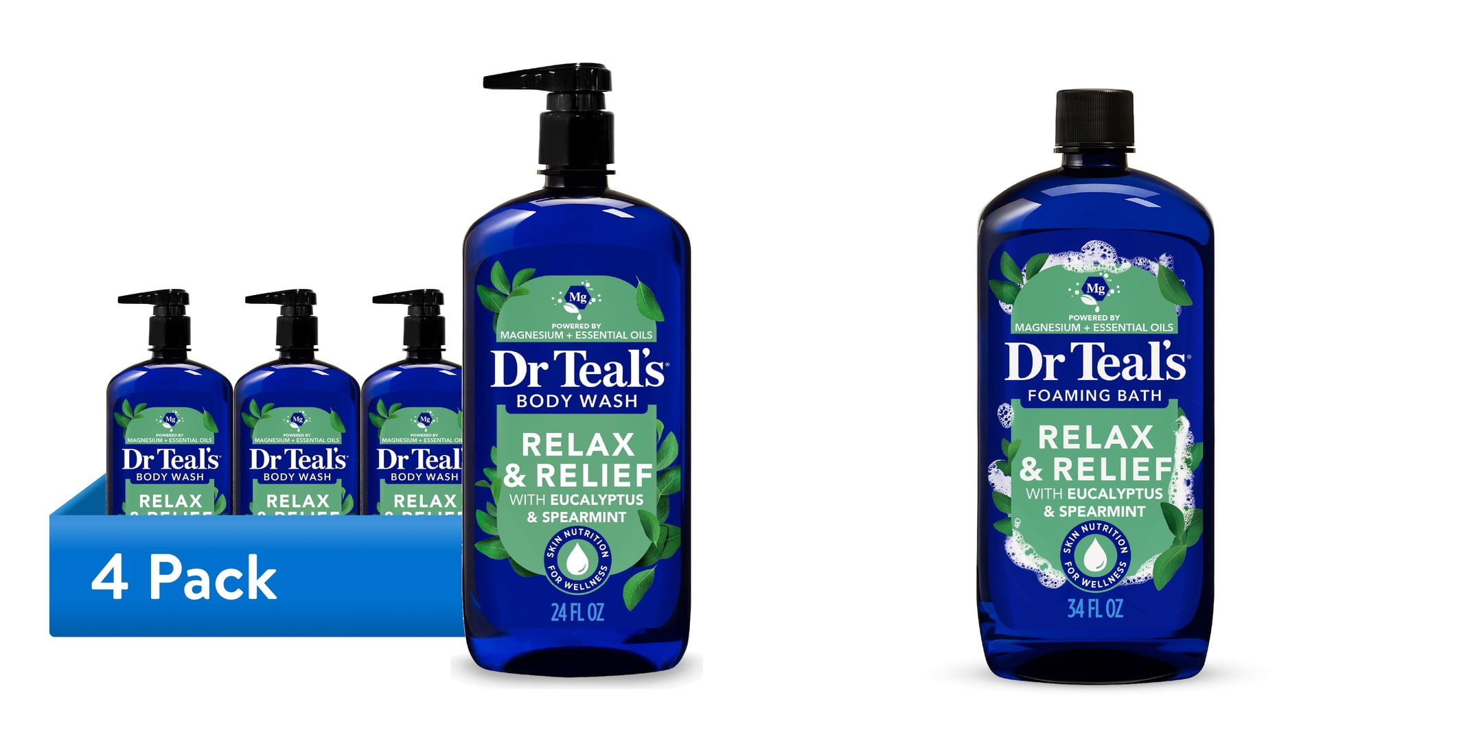 ( & Dr Teal's Relax & Relief Foaming Bath with Pure Epsom Salt, Eucalyptus & Spearmint Essential Oils Bundle