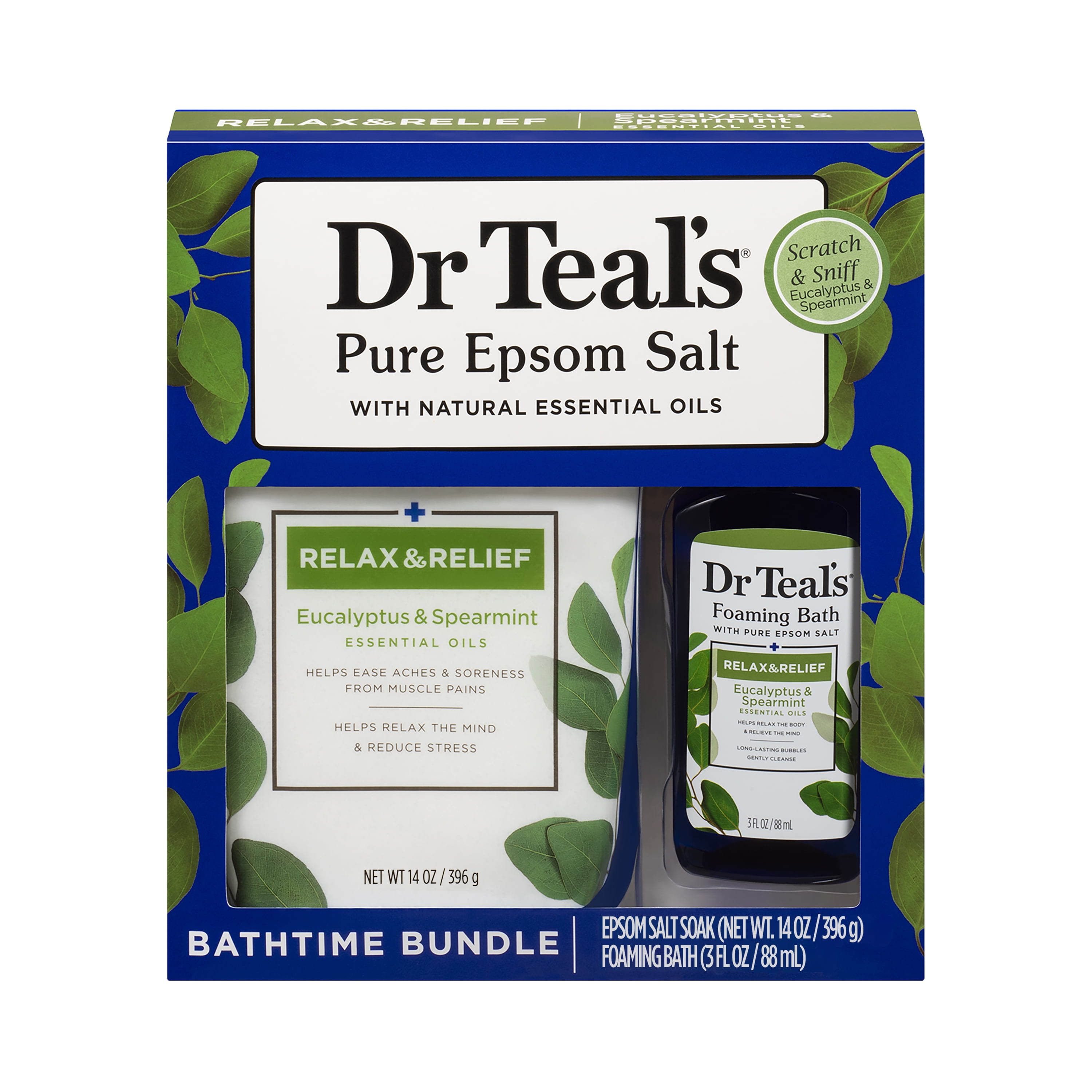 Dr Teal's Relax and Relief Bathtime Bundle, Eucalyptus and Spearmint, 2 Pieces