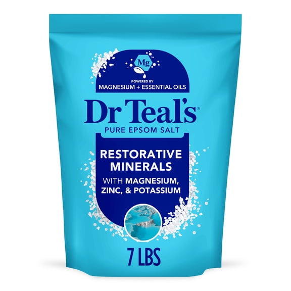 Dr Teal's Restorative Minerals Epsom Salt Soak with Magnesium, Potassium & Zinc, 7 lbs