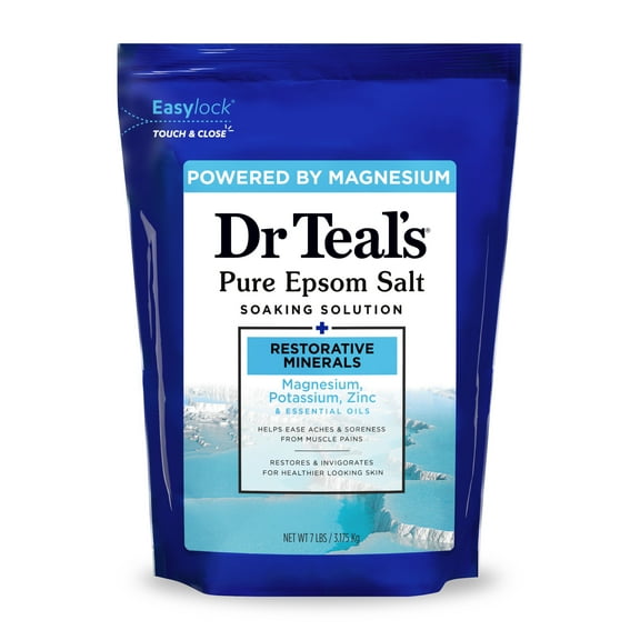 Dr Teal's Restorative Minerals Epsom Salt Soak with Magnesium, Potassium & Zinc, 7 lbs