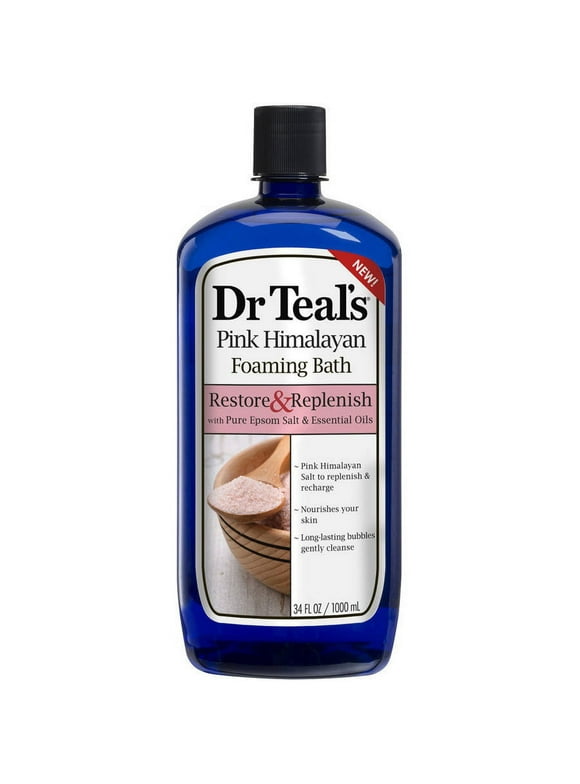 Dr Teal's Pink Himalayan Foaming Bath, Relax & Replenish with Pure Epsom Salt & Essential Oils, 34 fl.oz.