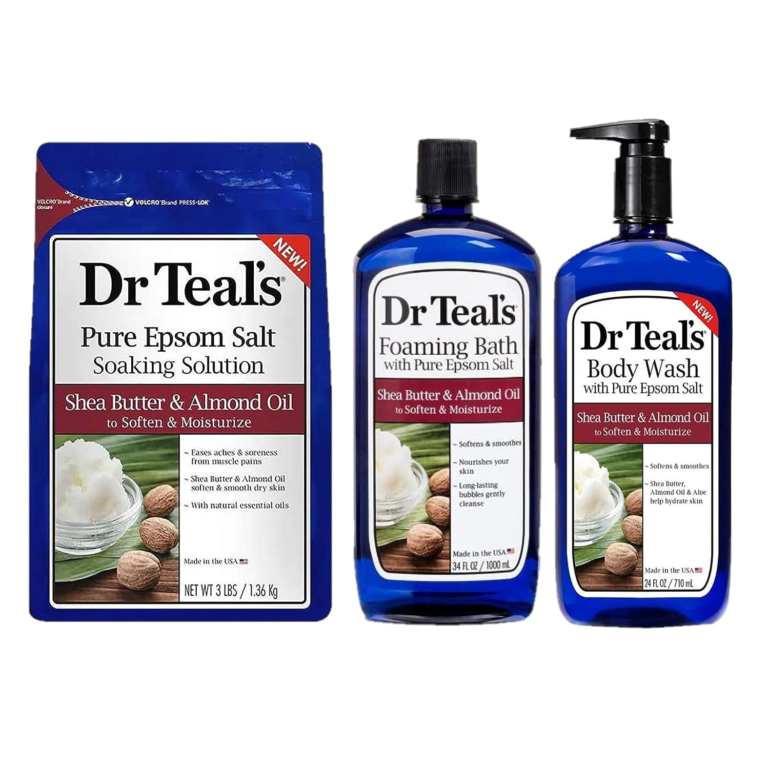 Dr. Teal's Shea Butter & Almond Oil Variety Gift Set (3 Pack, 106oz