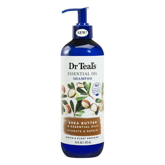 Dr Teal's Shea Butter Hydrate & Repair Essential Oil Shampoo, Sulfate Free, 16 oz.