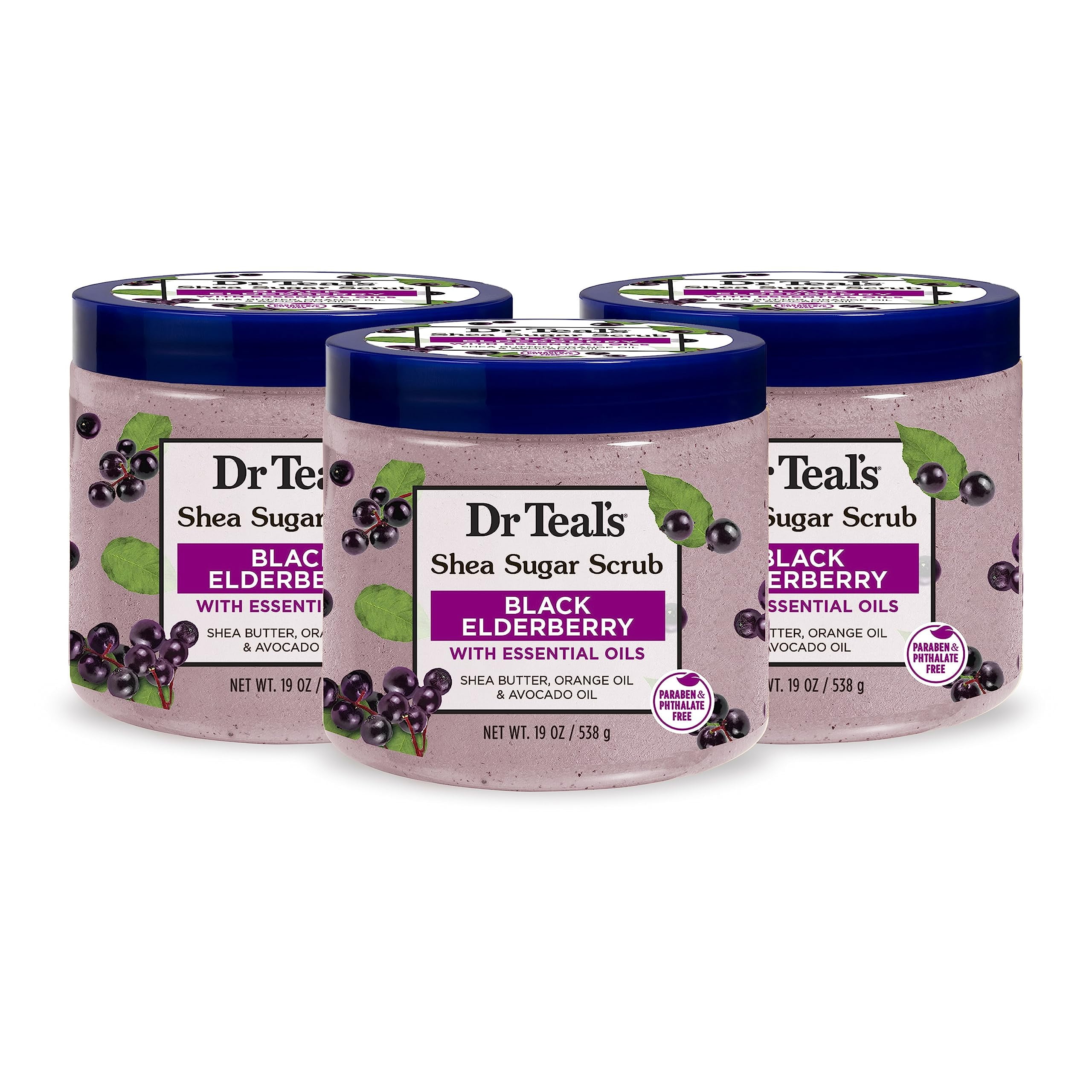 Dr Teal's Shea Sugar Body Scrub, Black Elderberry with Essential Oils