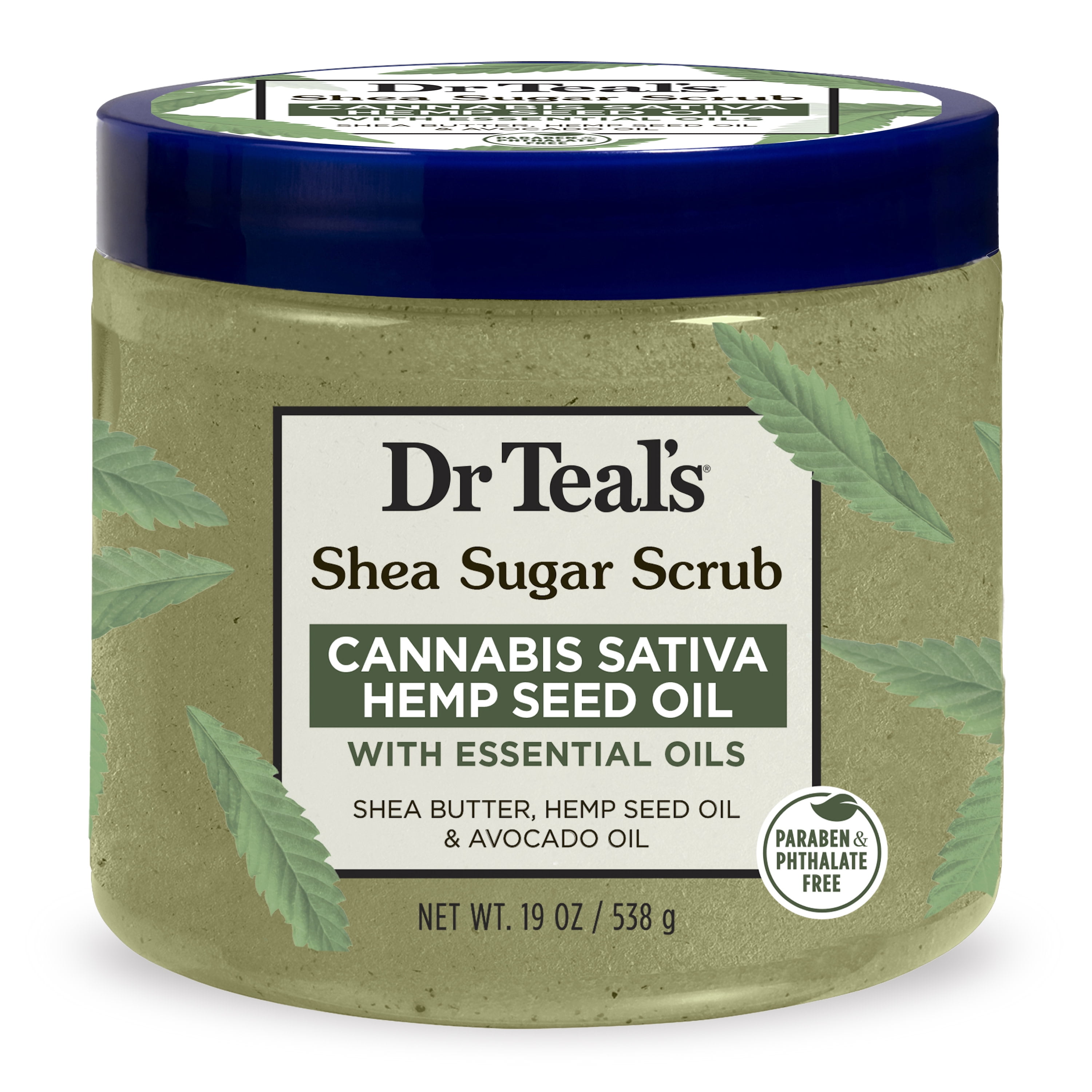 Dr Teal's Shea Sugar Body Scrub, Cannabis Sativa Hemp Seed Oil with