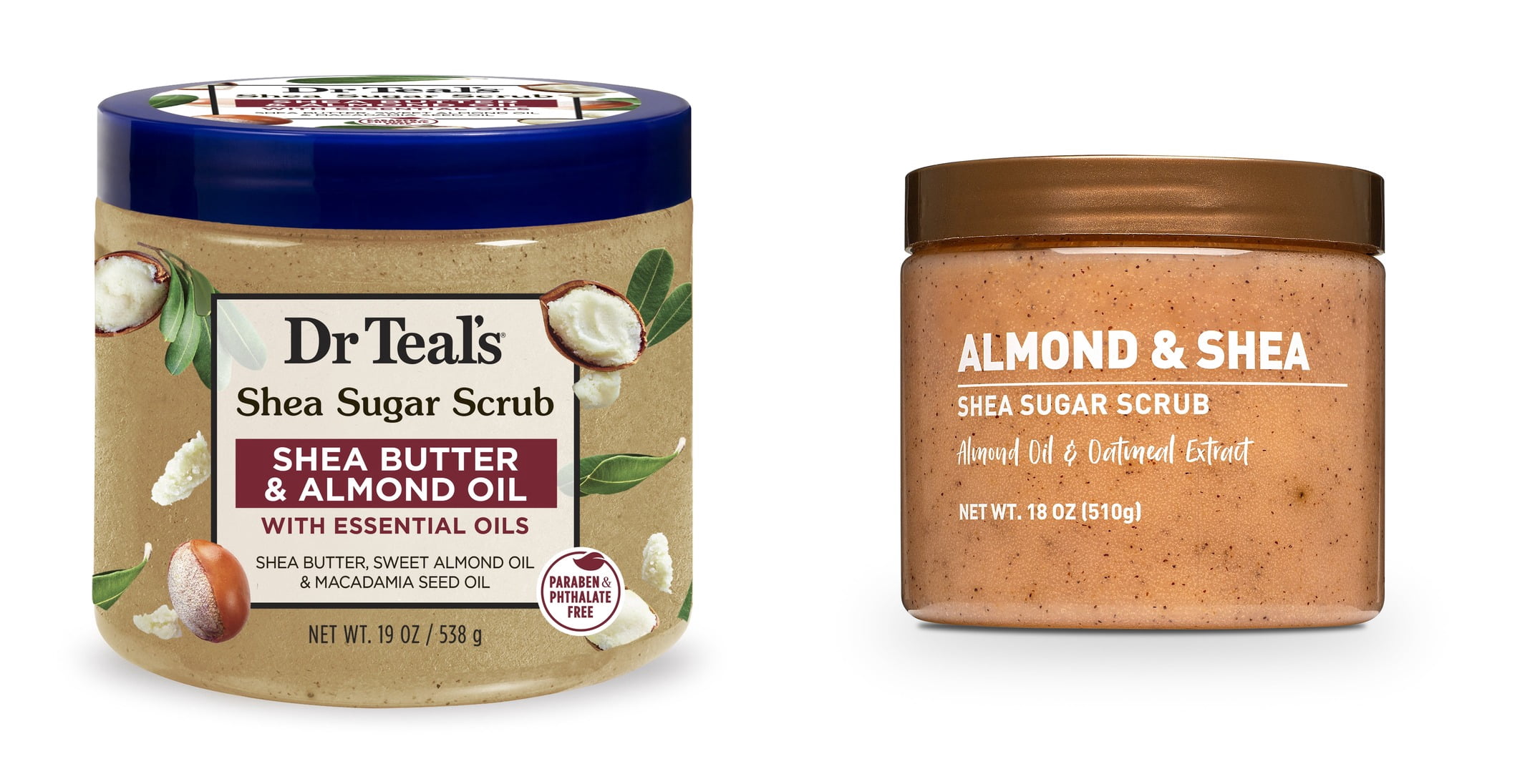 Dr Teal's Shea Sugar Body Scrub with Shea Butter, Almond & Essential Oils & Shea Sugar Scrub, Almond and Shea Bundle